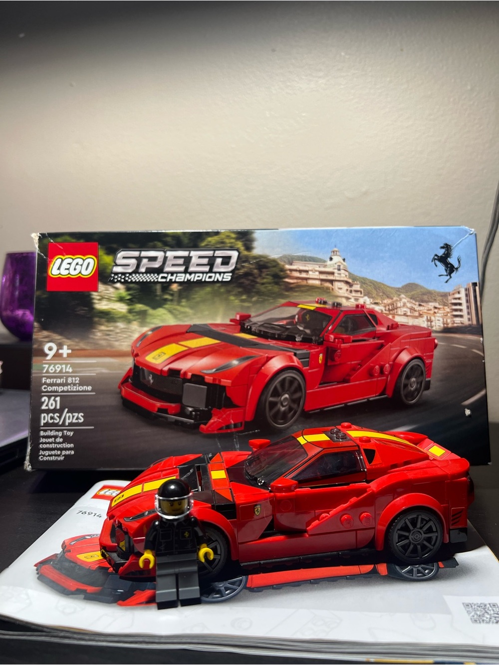 Lego Red Ferrari 812 Competizione with Yellow Accents